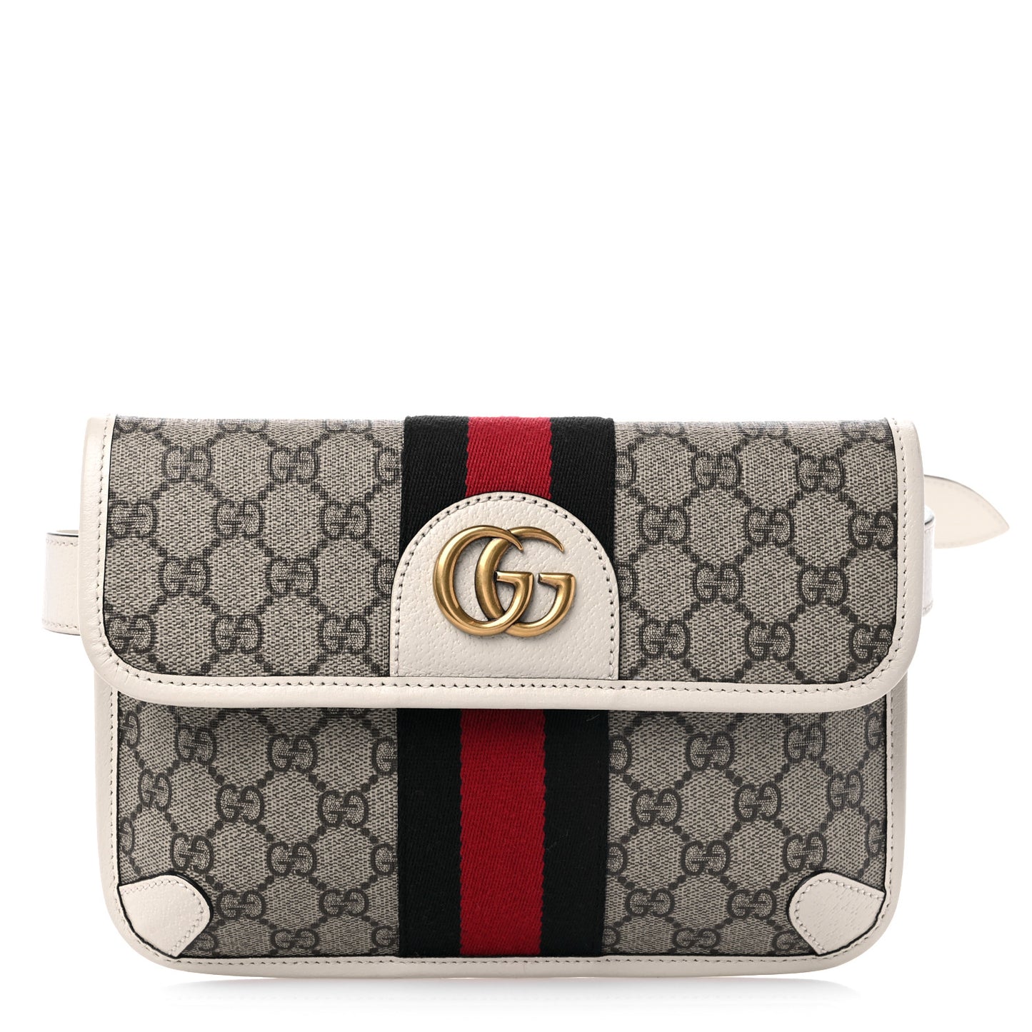GG Supreme Monogram Web Small Ophidia Belt Bag 100 40 Brown White