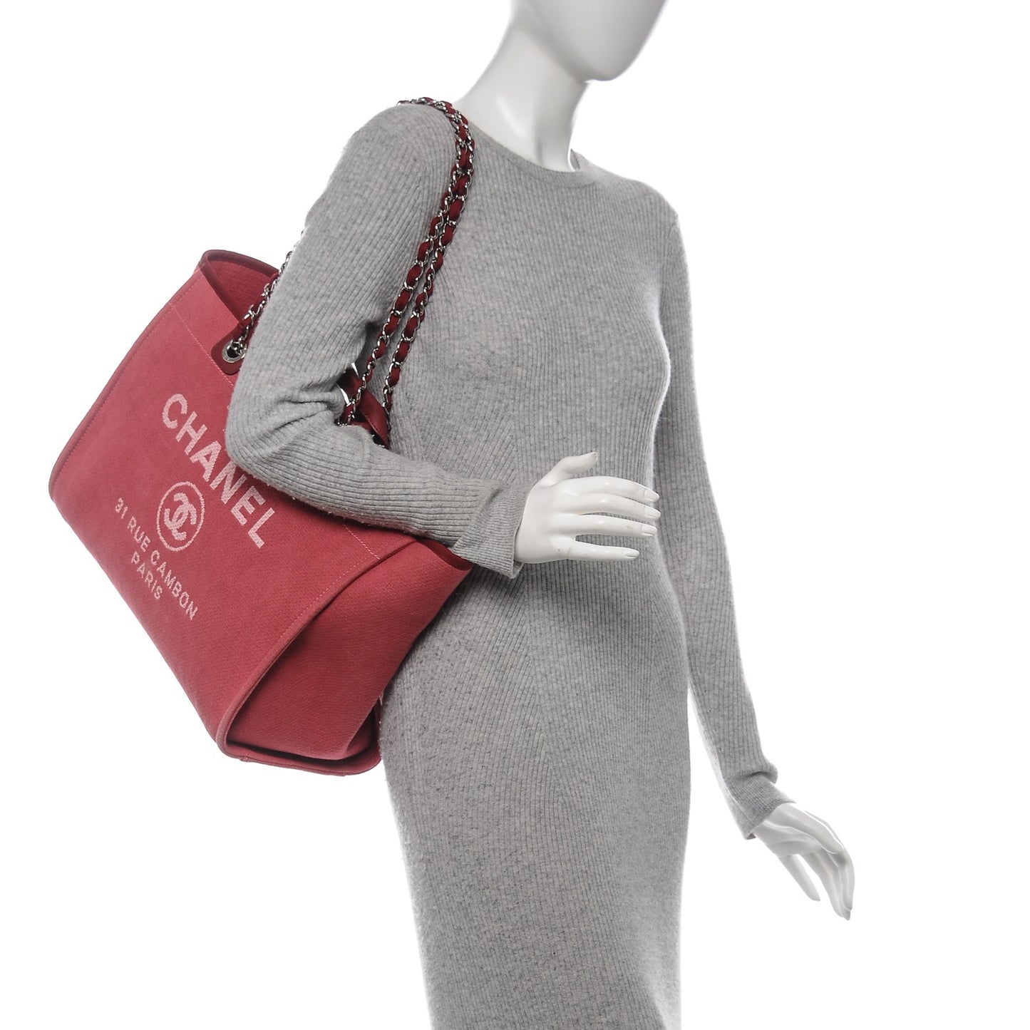 Canvas Large Deauville Tote Red