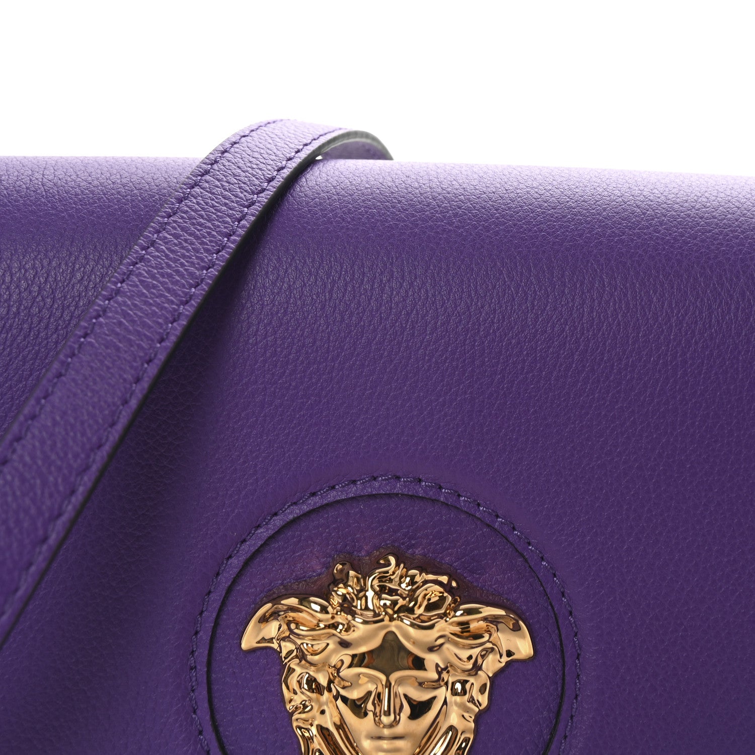 Versace Grained Calfskin La Medusa Flap Shoulder Bag Dark Orchid 7 of 9