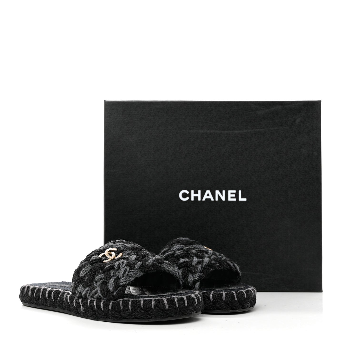 Cord Braided CC Mules 39 Black