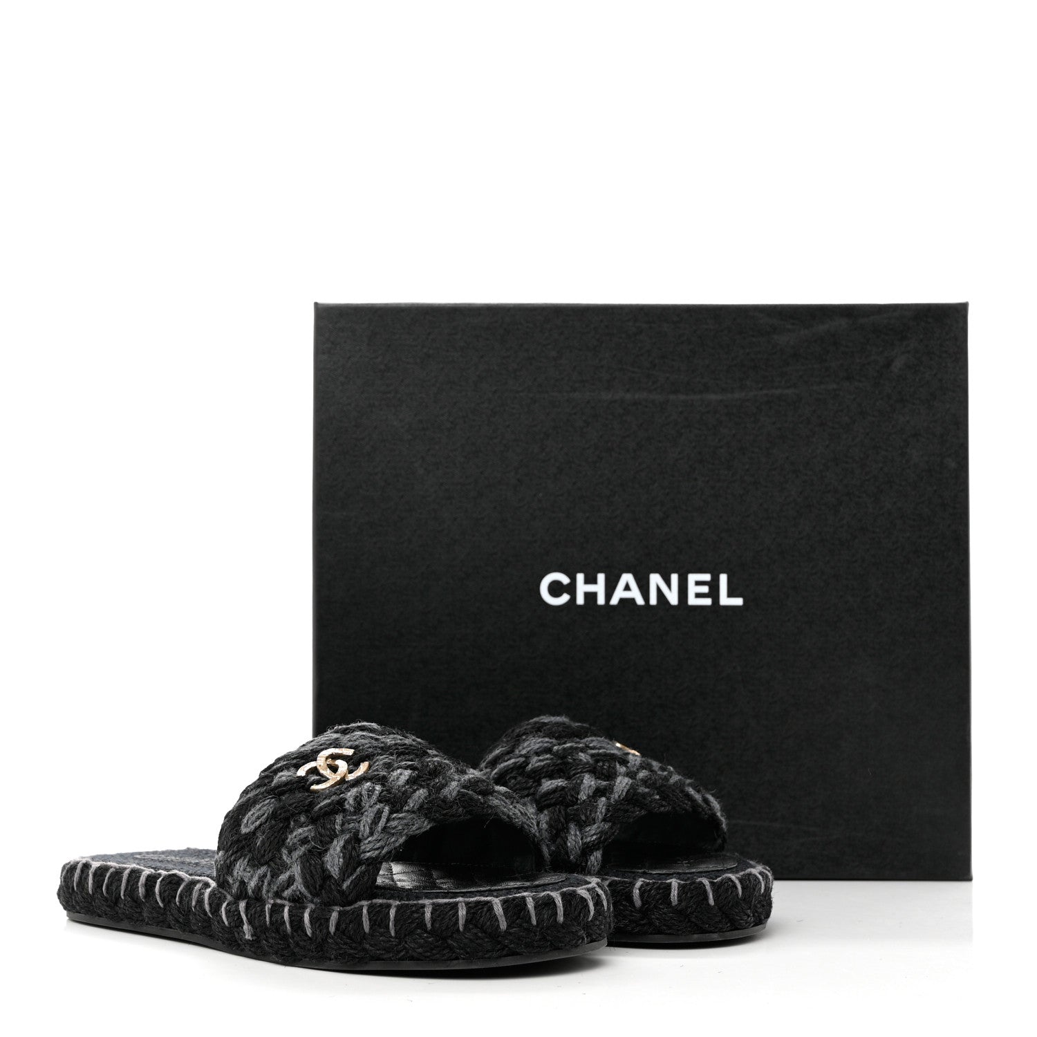 Chanel Cord Braided CC Mules 39 Black 12 of 12
