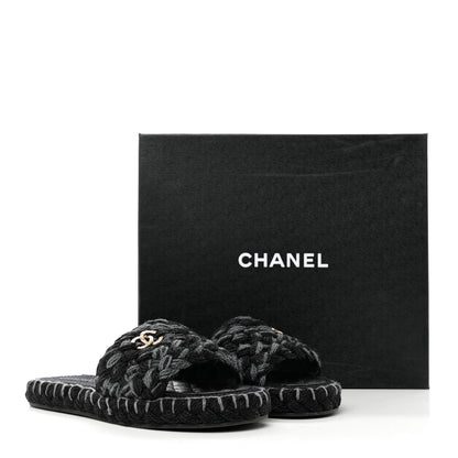 Chanel Cord Braided CC Mules 39 Black 12 of 12