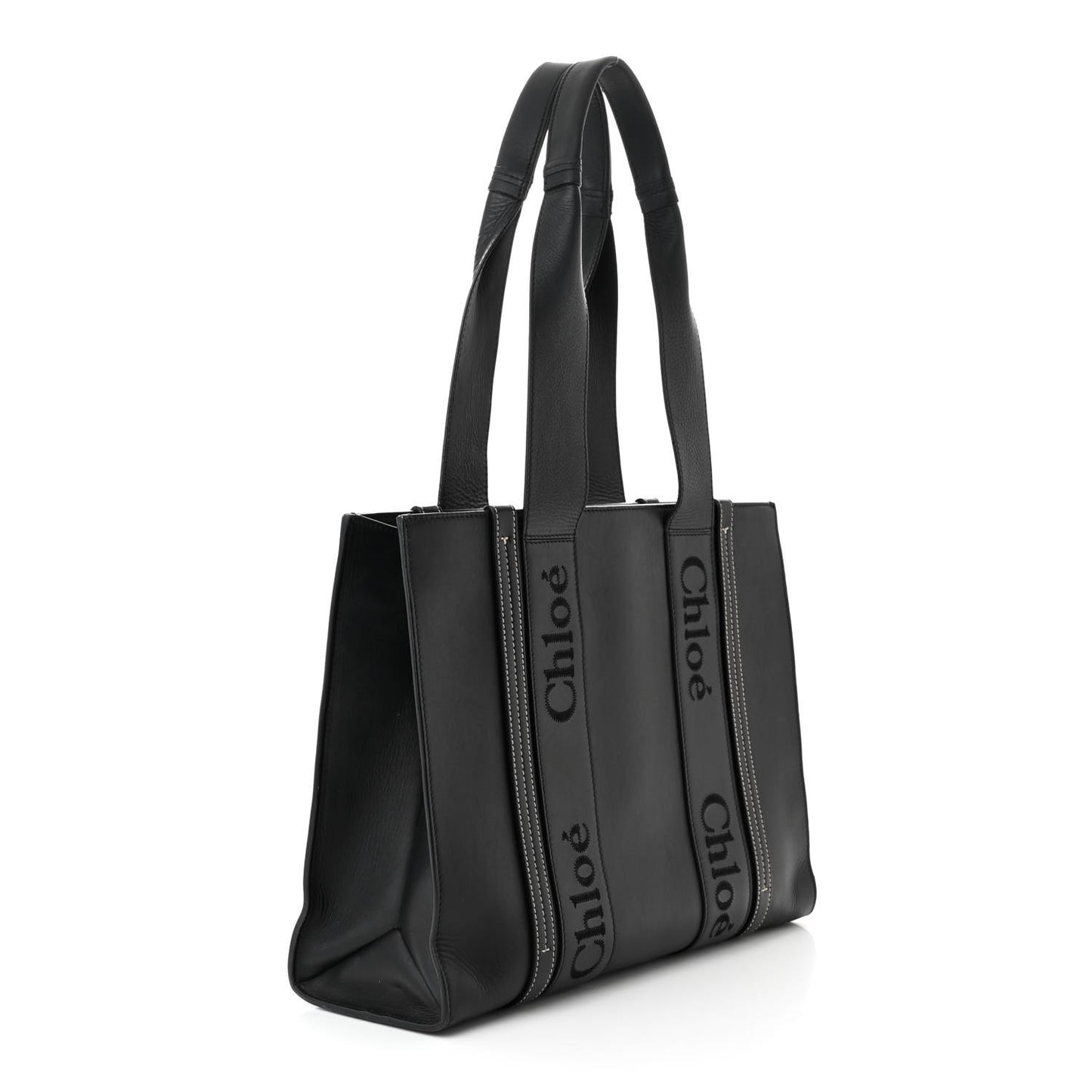 Calfskin Medium Woody Tote Black