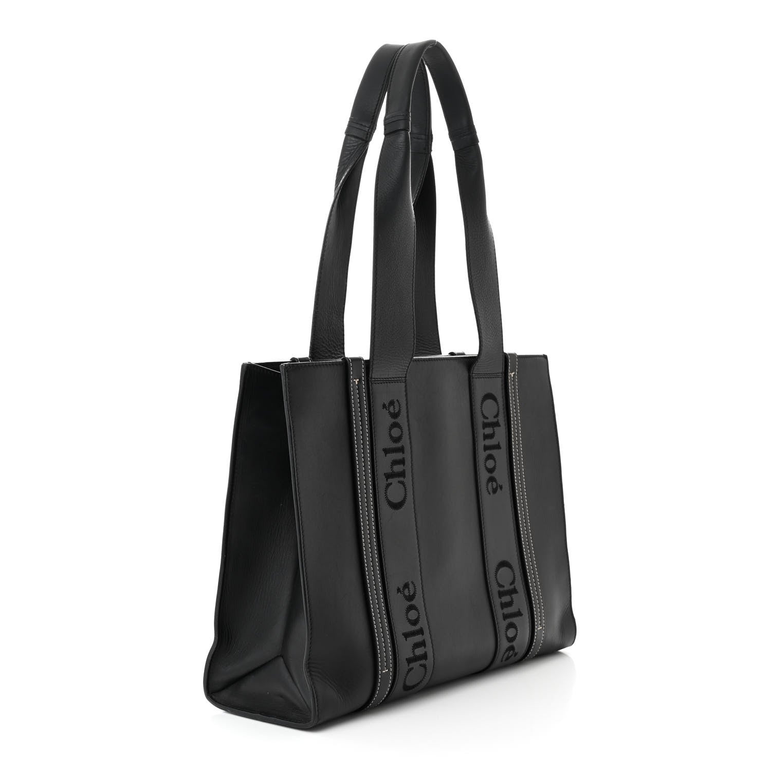 Chloe Calfskin Medium Woody Tote Black 3 of 10