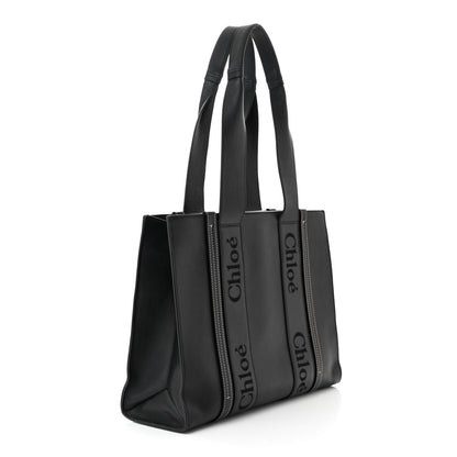 Chloe Calfskin Medium Woody Tote Black 3 of 10