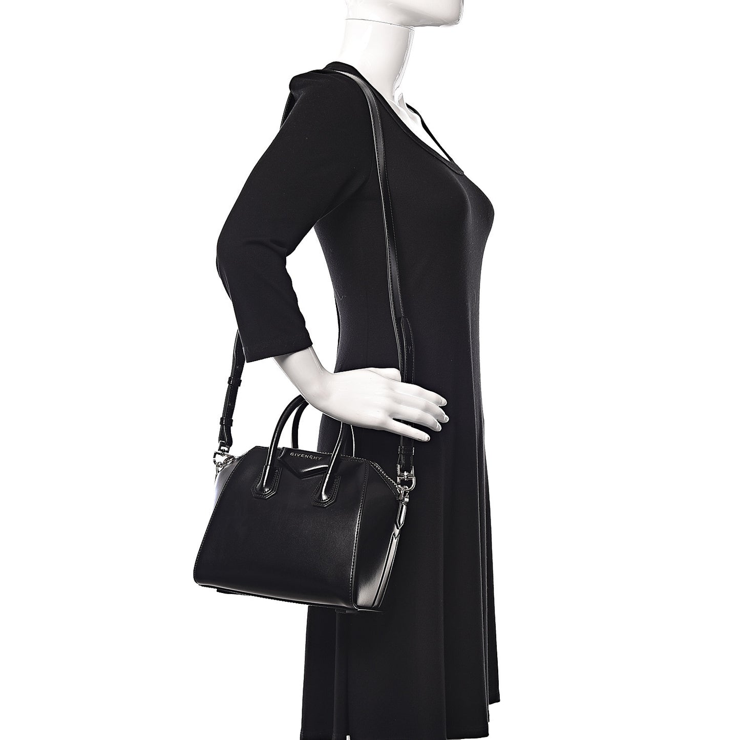 Shiny Lord Calfskin Mini Antigona Black