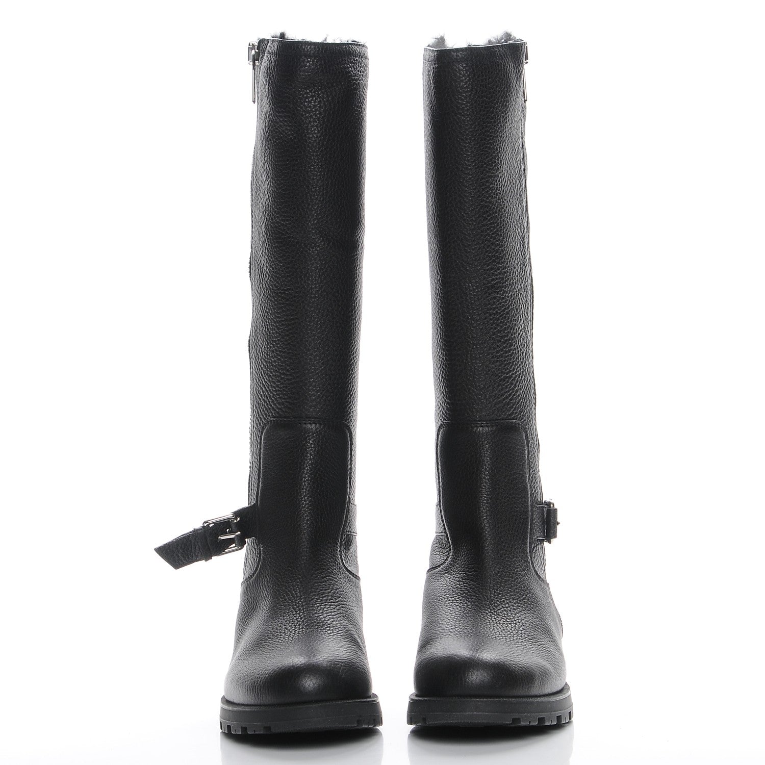 Gucci Calfskin Rabbit Fur Knee High Boots Black 39 2 of 8