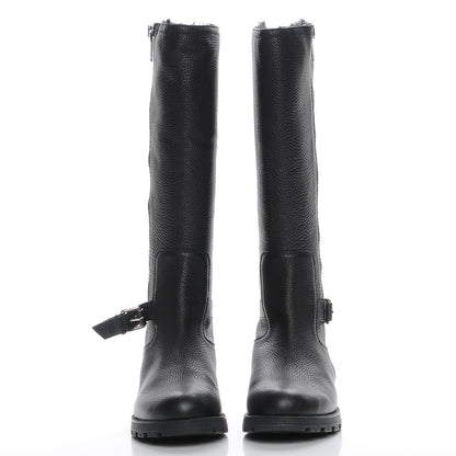Gucci Calfskin Rabbit Fur Knee High Boots Black 39 2 of 8