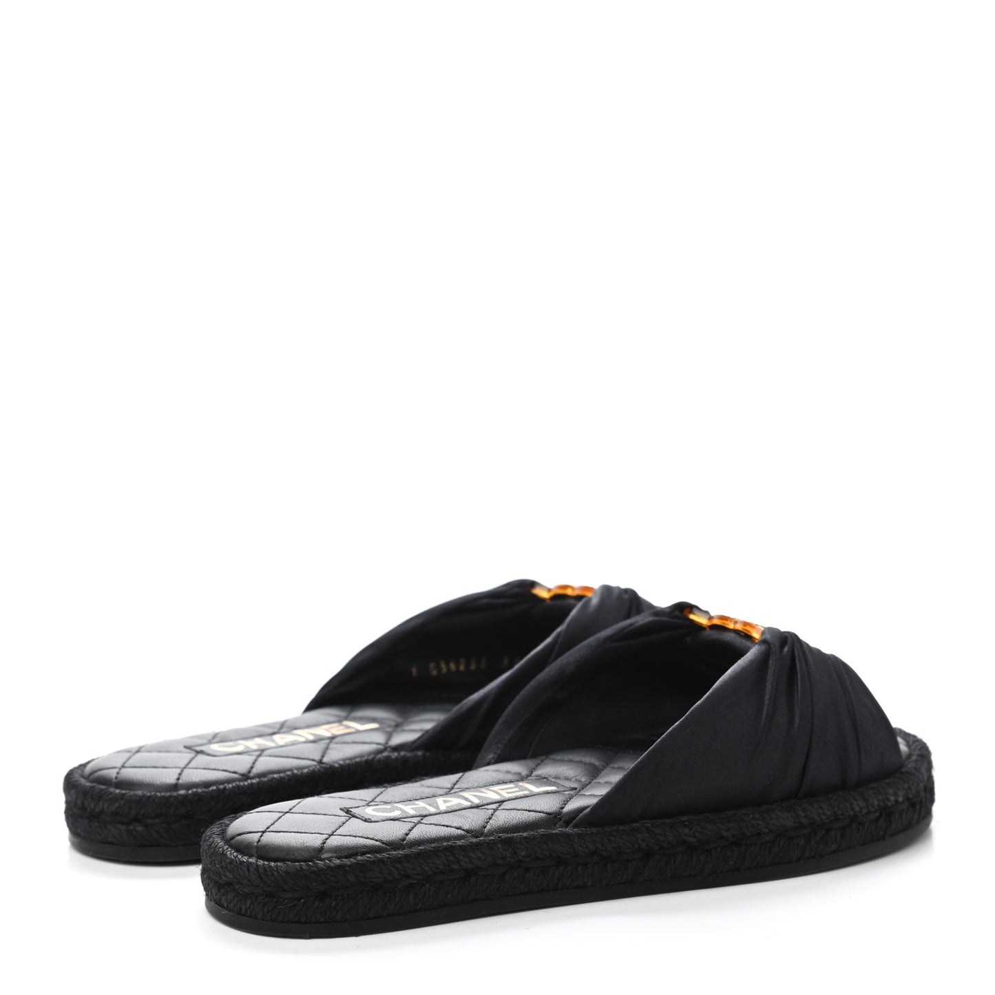 Grosgrain CC Espadrille Slip On Sandals 35 Black