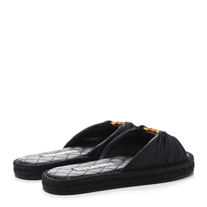Chanel Grosgrain CC Espadrille Slip On Sandals 35 Black 3 of 4