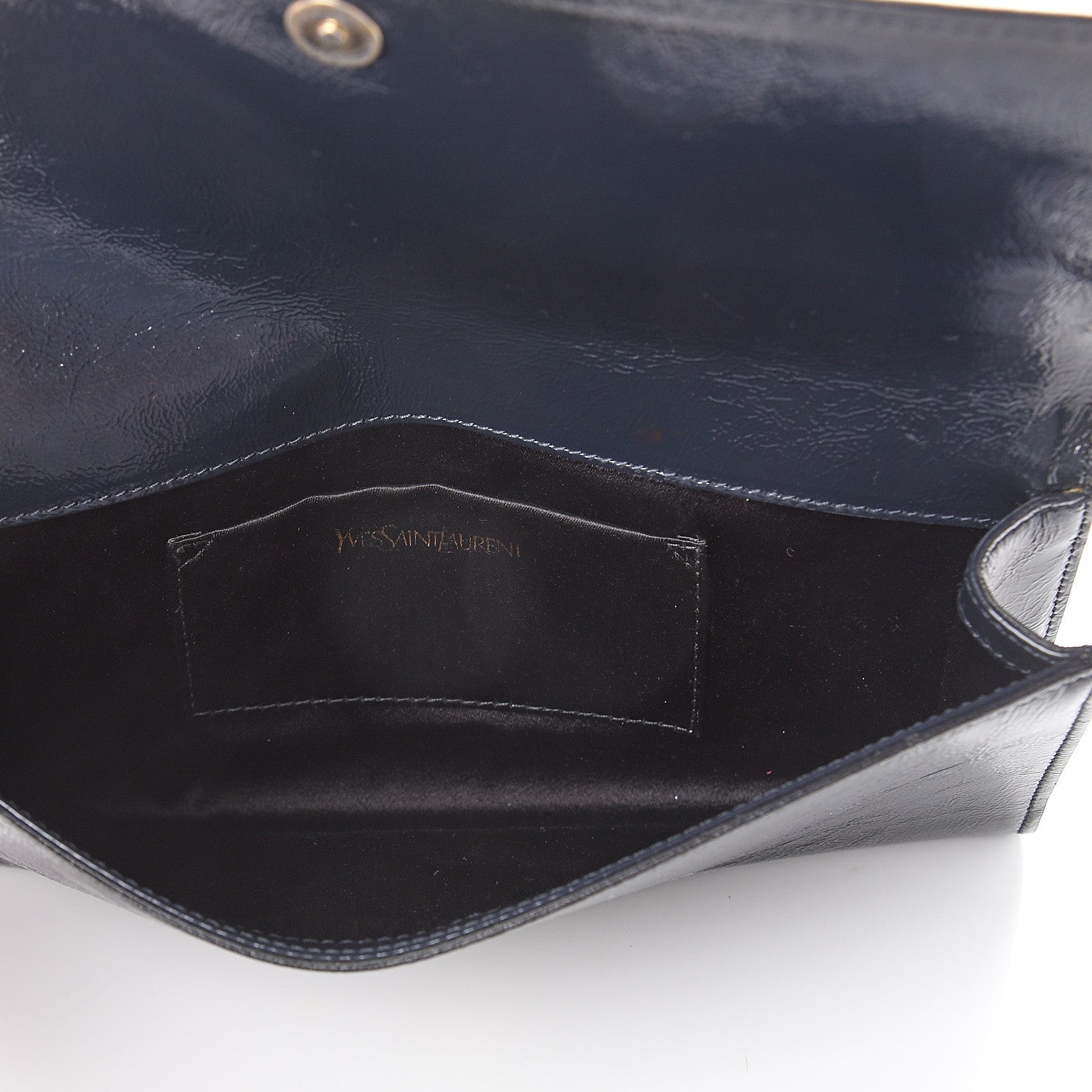 Saint Laurent Textured Patent Monogram Small Belle De Jour Clutch Navy 4 of 5