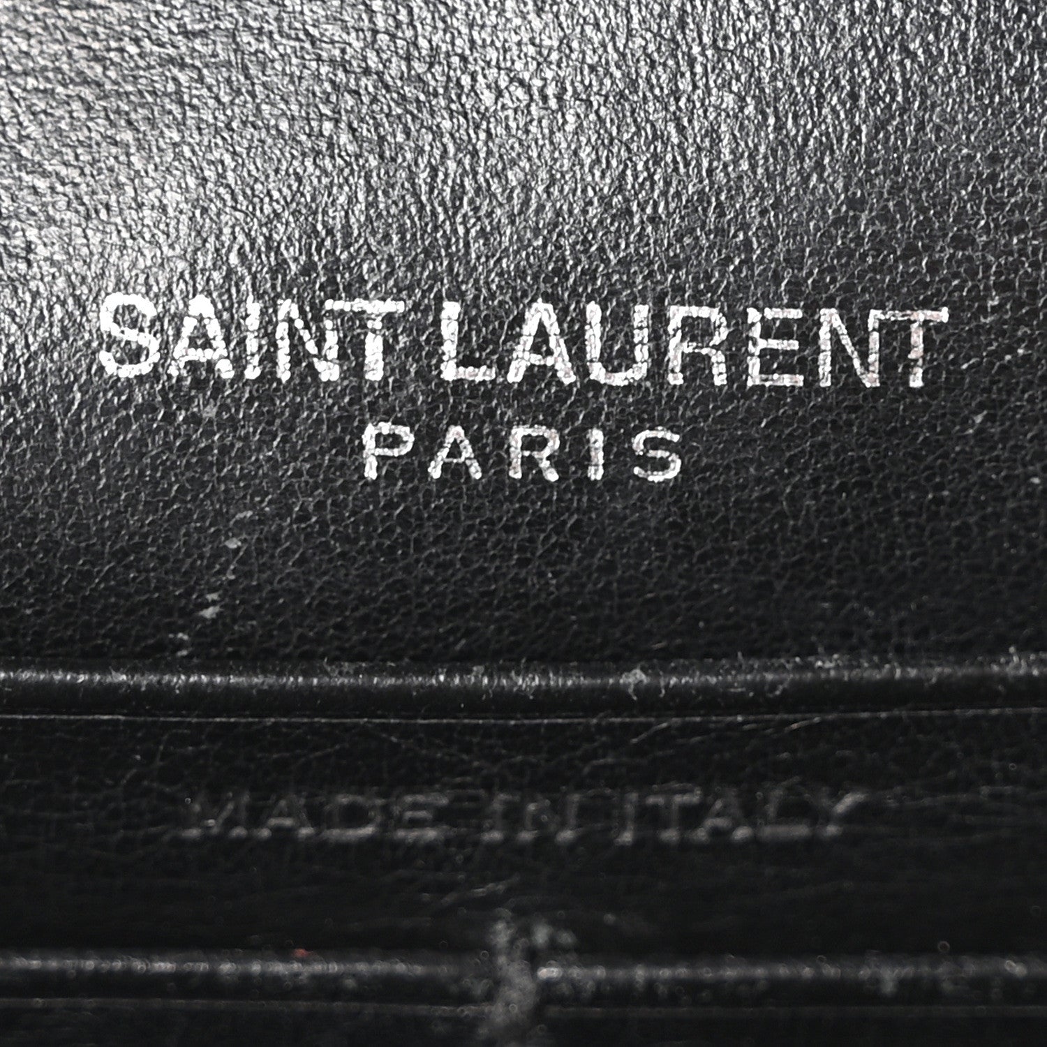 Saint Laurent Calfskin Crocodile Embossed Monogram Sunset Top Handle Chain Wallet Black 6 of 9
