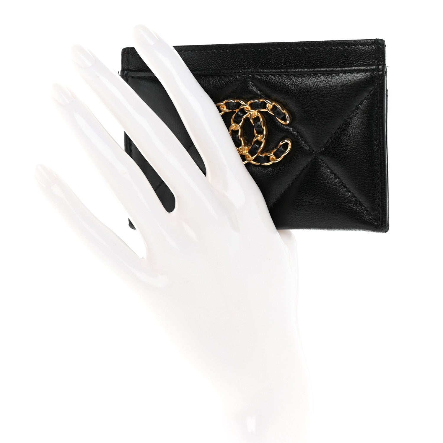 Chanel Lambskin Quilted Chanel 19 Card Holder Black 2 of 15