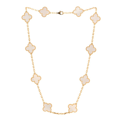 Van Cleef & Arpels 18K Yellow Gold Mother of Pearl 10 Motifs Vintage Alhambra Necklace 3 of 6