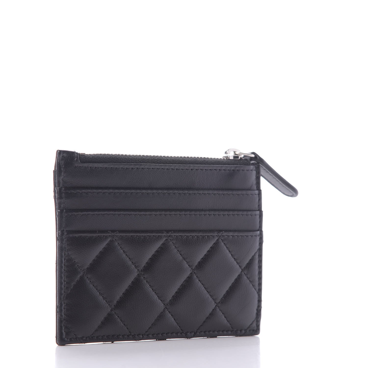 Chanel Lambskin Quilted Zip Card Holder Black 3 of 9
