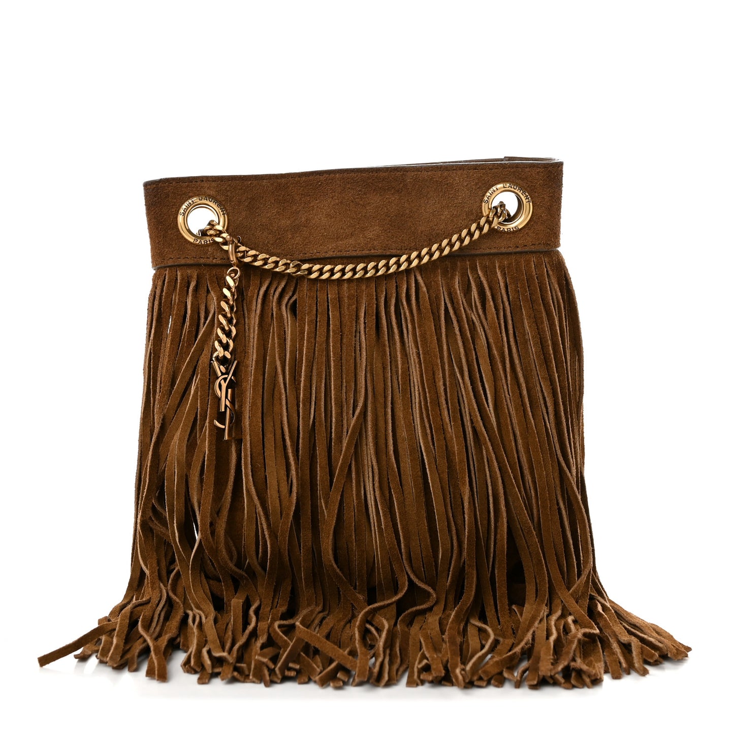 Suede Calfskin Small Grace Fringed Hobo Bag Light Ocre