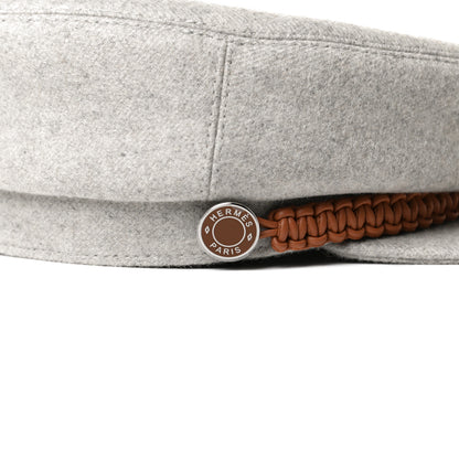 Hermes Cashmere Swift Braided Deauville Cap 57 Gris Flanelle Gold 8 of 9