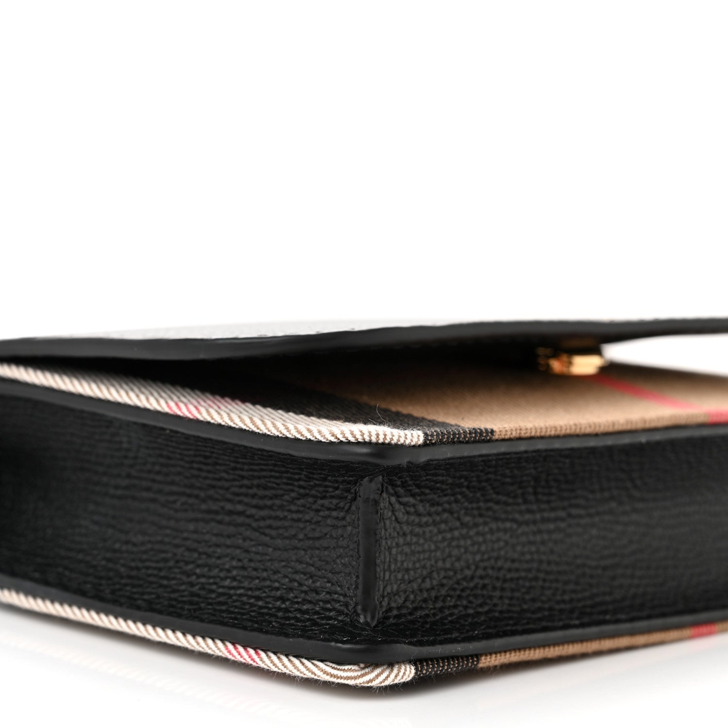 Burberry Derby Calfskin House Check Wallet On Chain Black 8 of 9