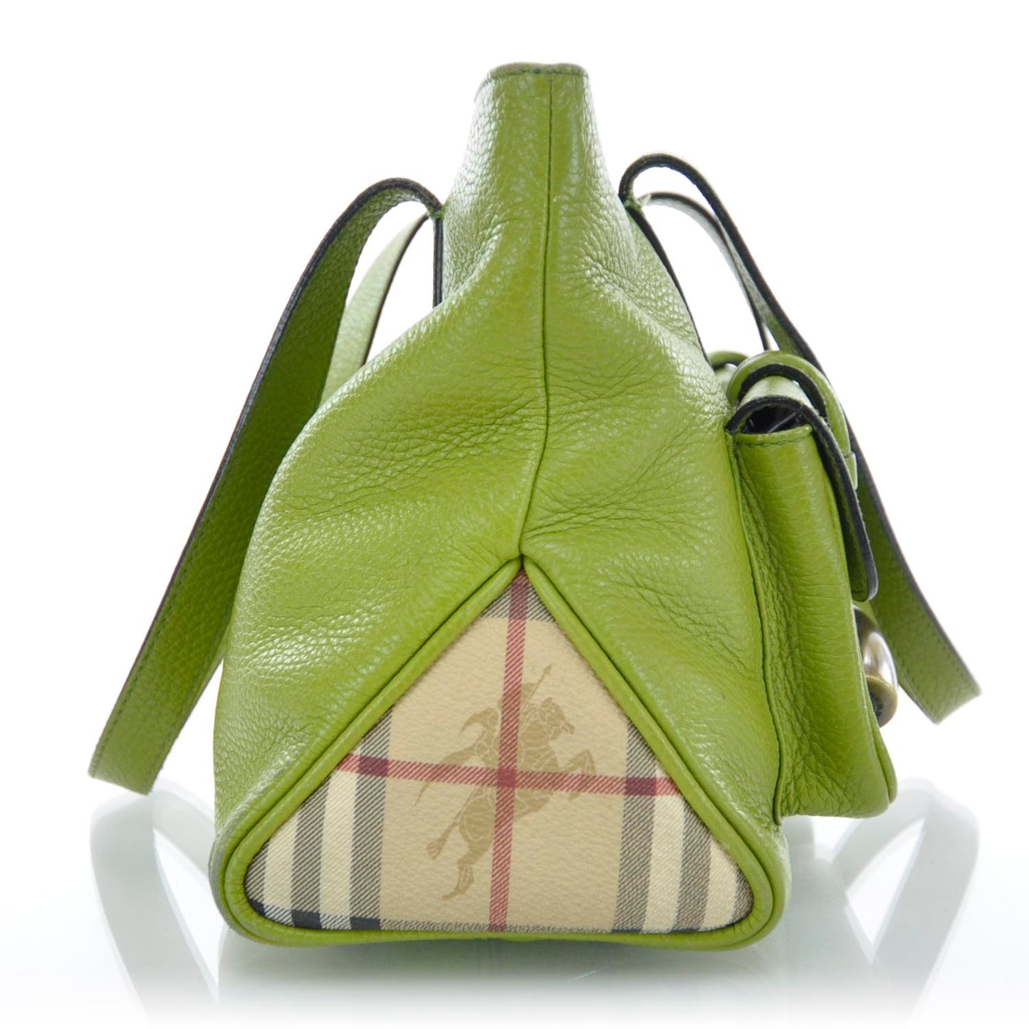 Leather Haymarket Check Horn Toggle Shoulder Bag Green