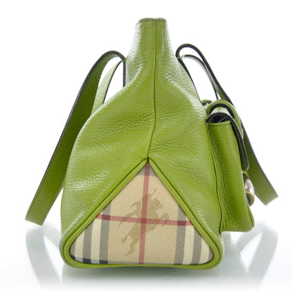 Burberry Leather Haymarket Check Horn Toggle Shoulder Bag Green 6 of 11