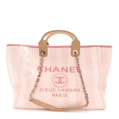 Chanel Mixed Fibers Calfskin Striped Medium Deauville Tote Light Pink 1 of 9