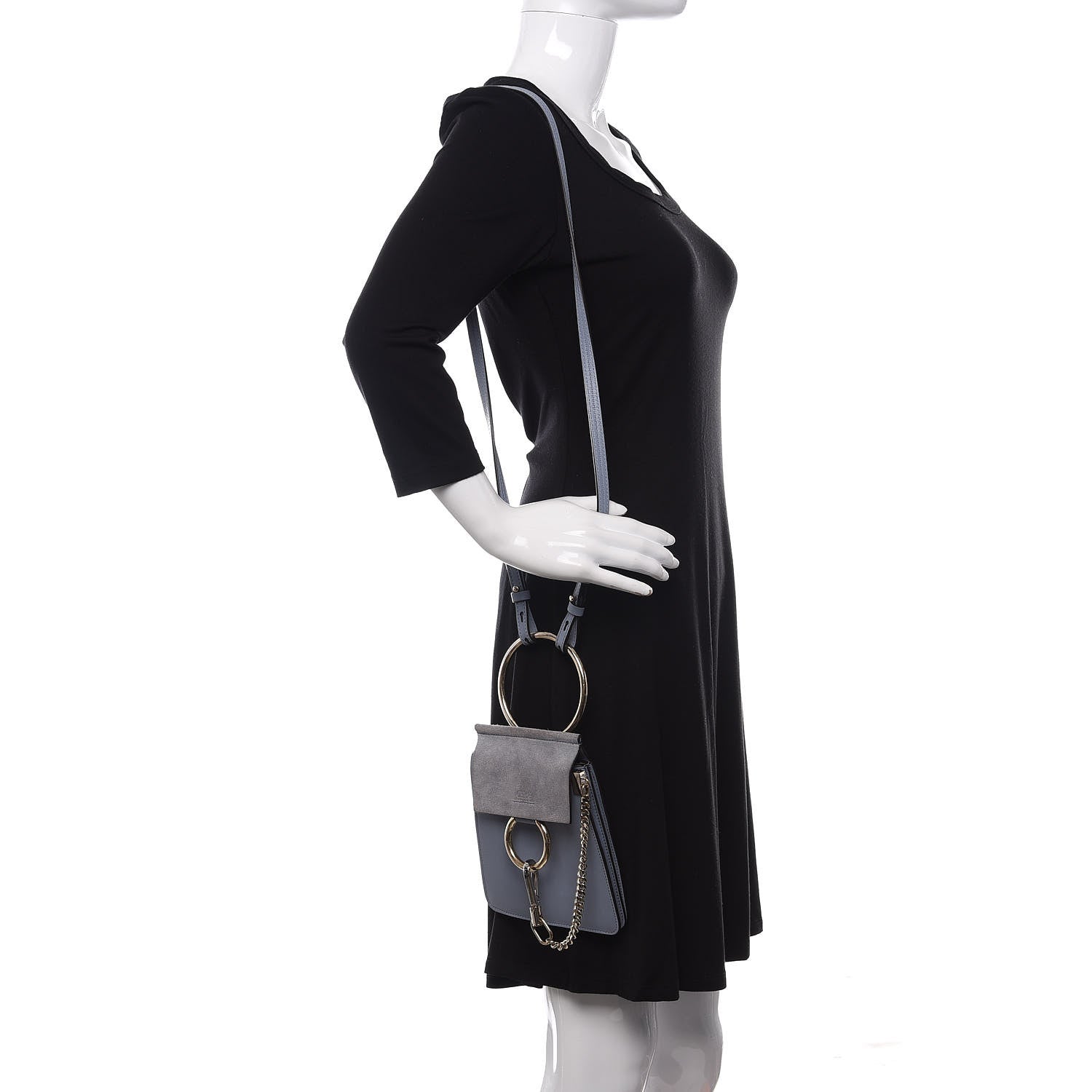 Chloe Suede Calfskin Mini Faye Bracelet Bag Washed Blue 2 of 10
