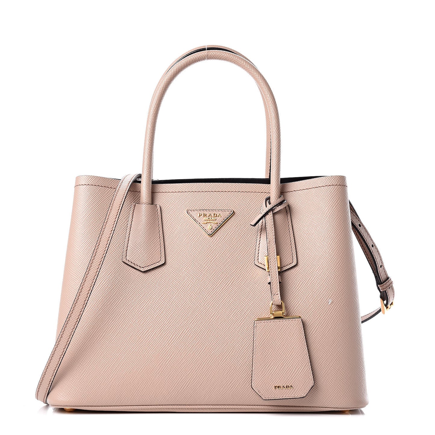 Saffiano Cuir Small Double Bag Cammeo Black