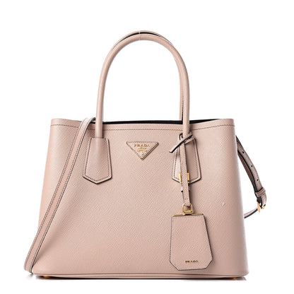 Prada Saffiano Cuir Small Double Bag Cammeo Black 1 of 10