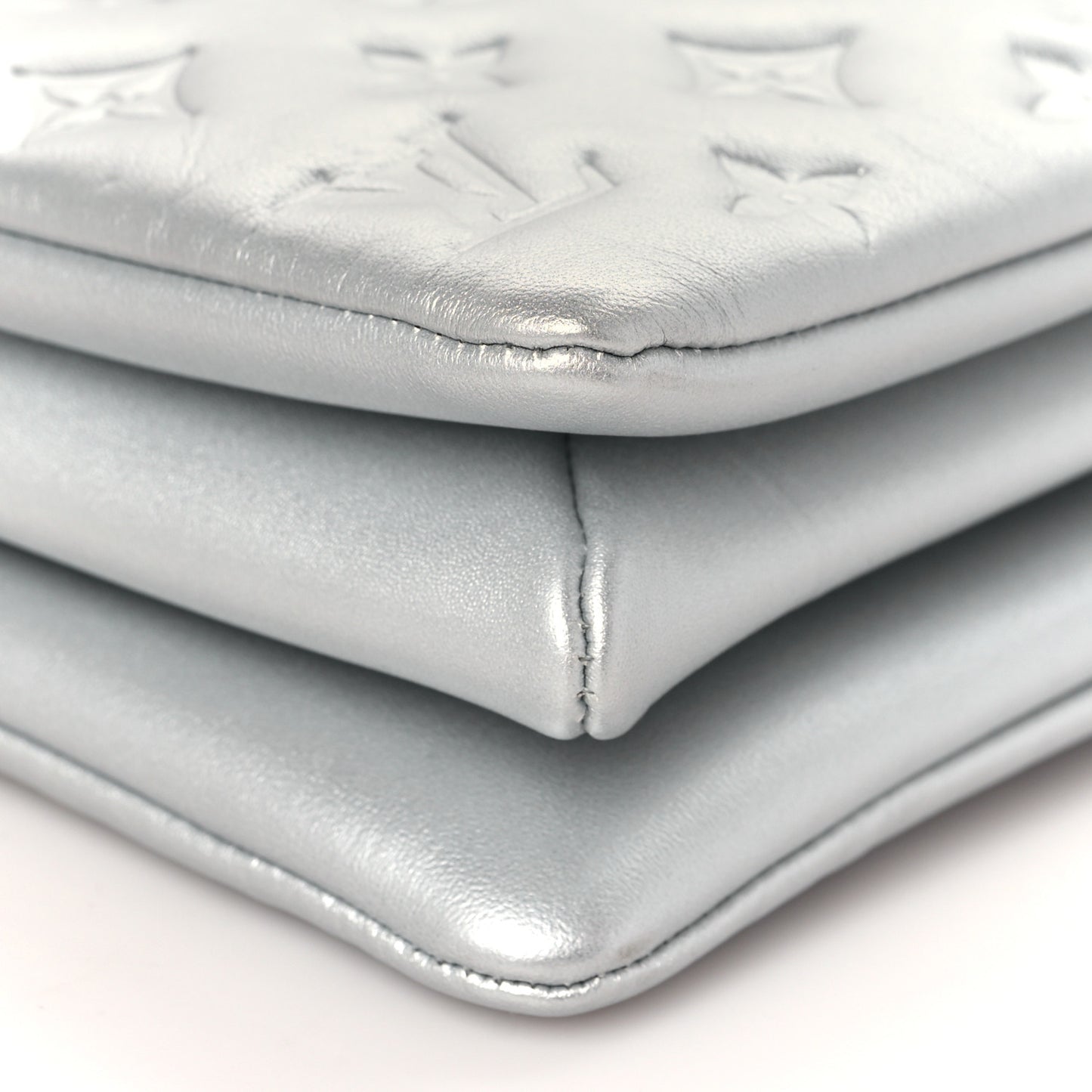 Lambskin Embossed Monogram Coussin BB Silver
