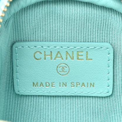 Chanel Caviar Quilted Zip Around Classic Coin Purse Light Blue 6 of 9