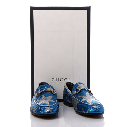 Gucci Lurex Calfskin Starry Sky Womens Jordaan Loafers 36.5 Bluette Silver 10 of 10
