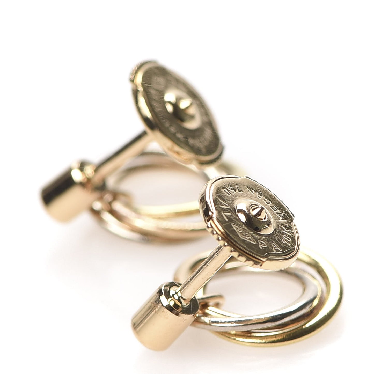 18K Pink Yellow White Gold Diamond Trinity Drop Earrings