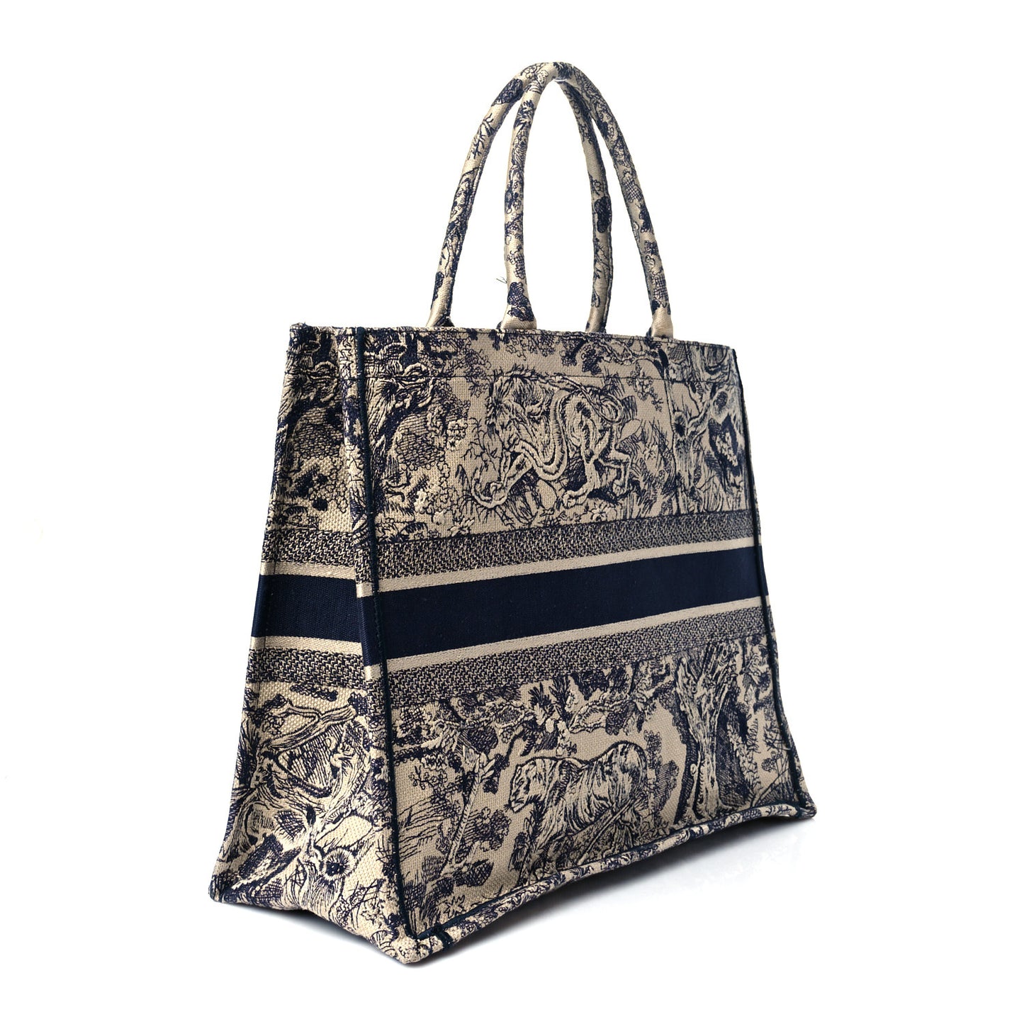 Canvas Embroidered Large Dioriviera Toile De Jouy Book Tote Black