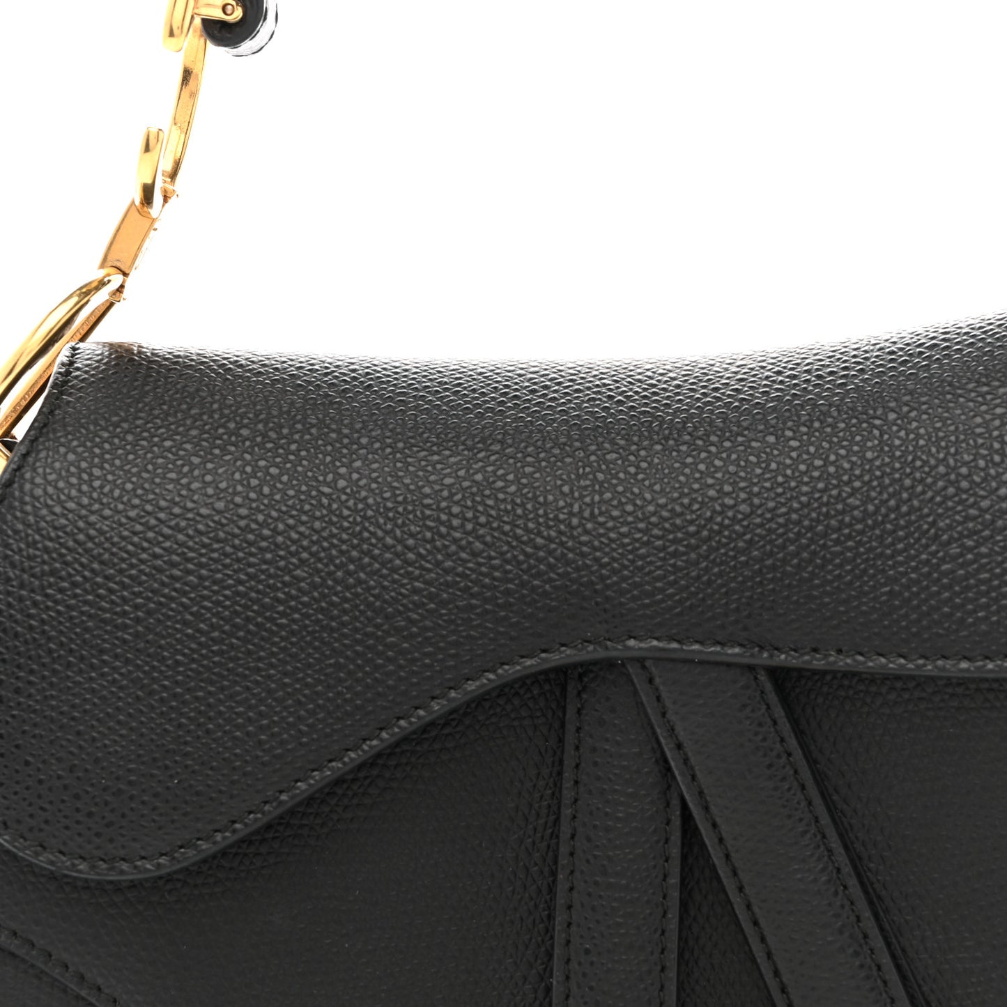 Grained Calfskin Mini Saddle Bag Black