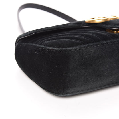 Gucci Velvet Matelasse Small GG Marmont Shoulder Bag Black 9 of 11