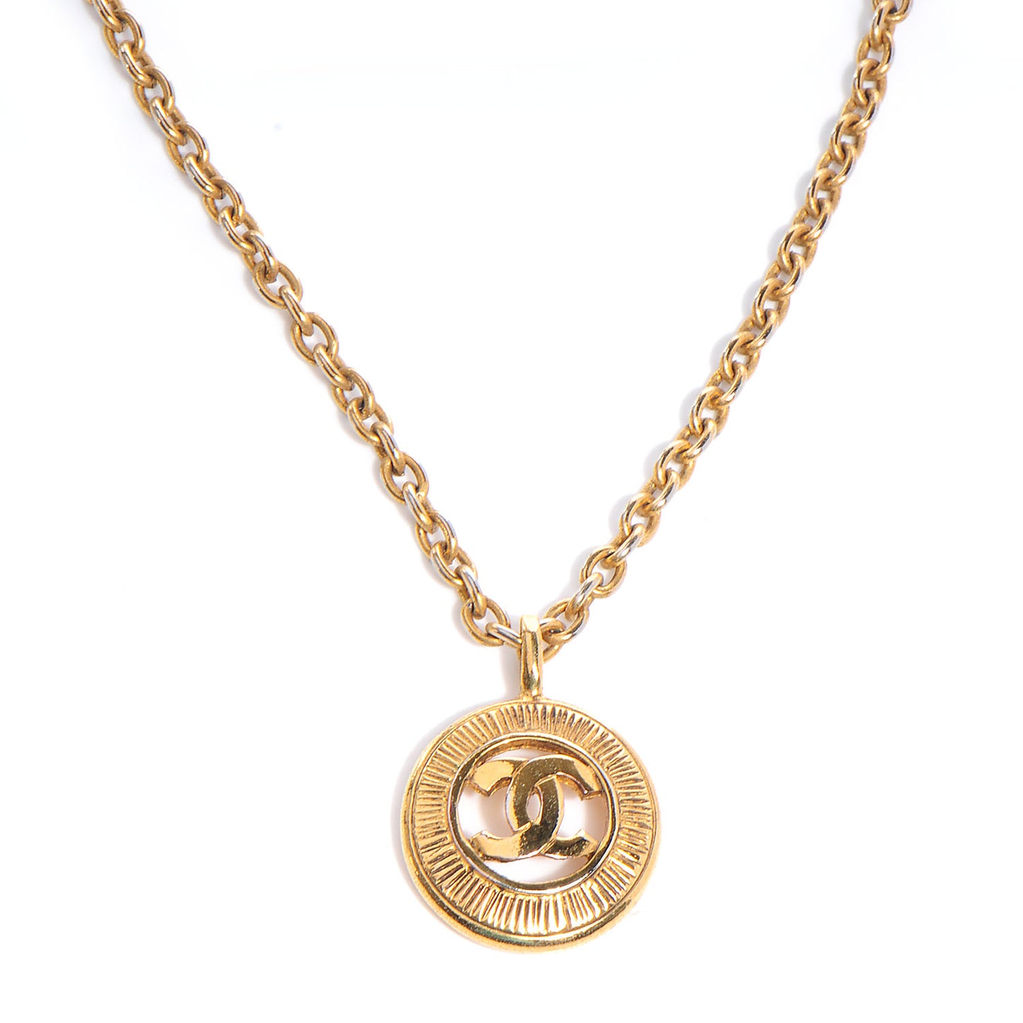 Sunburst Cutout CC Necklace Gold