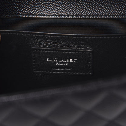 Saint Laurent Grain De Poudre Textured Mixed Matelasse Triquilt Medium Monogram Satchel Black 6 of 10