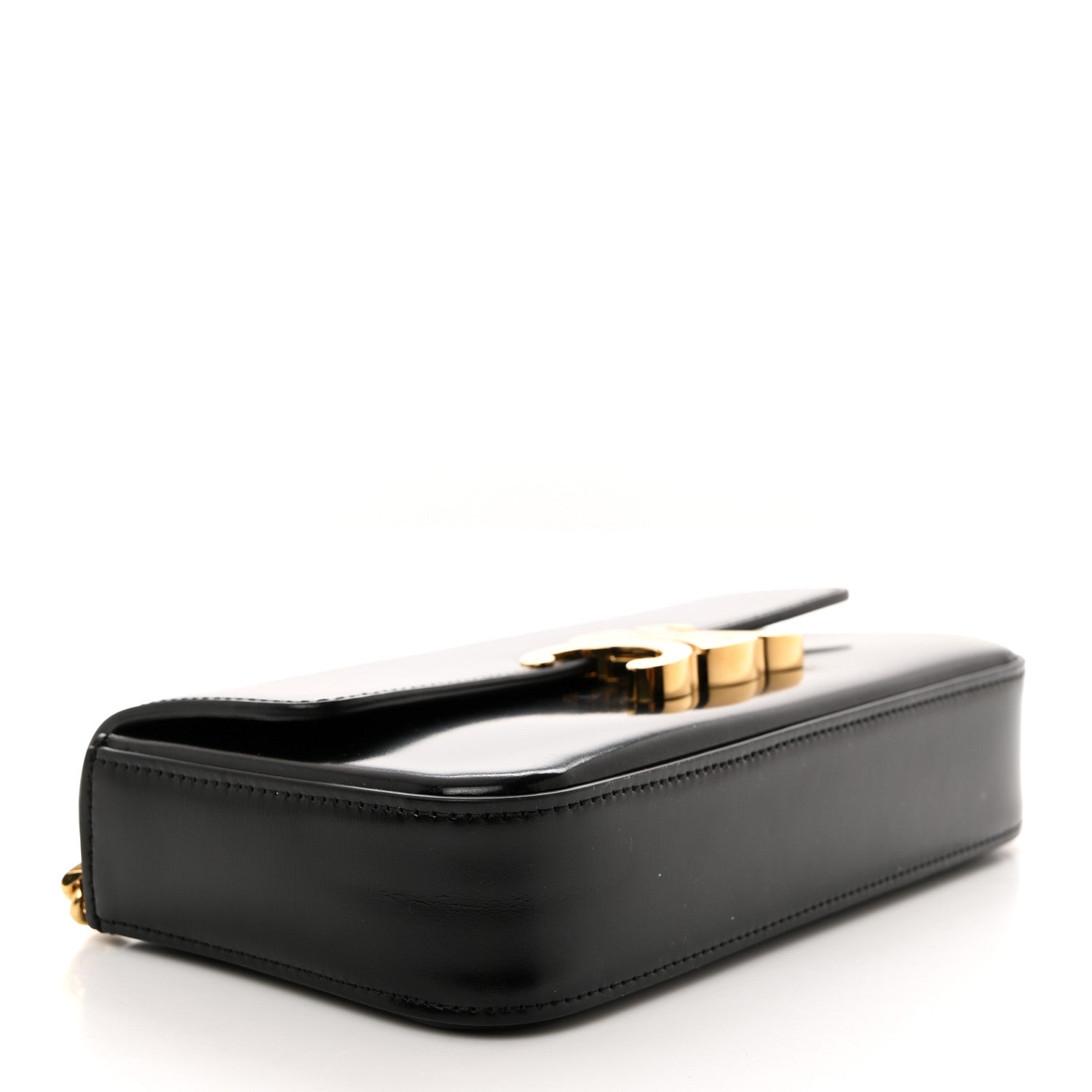 Celine Shiny Calfskin Triomphe Chain Shoulder Bag Black 4 of 10