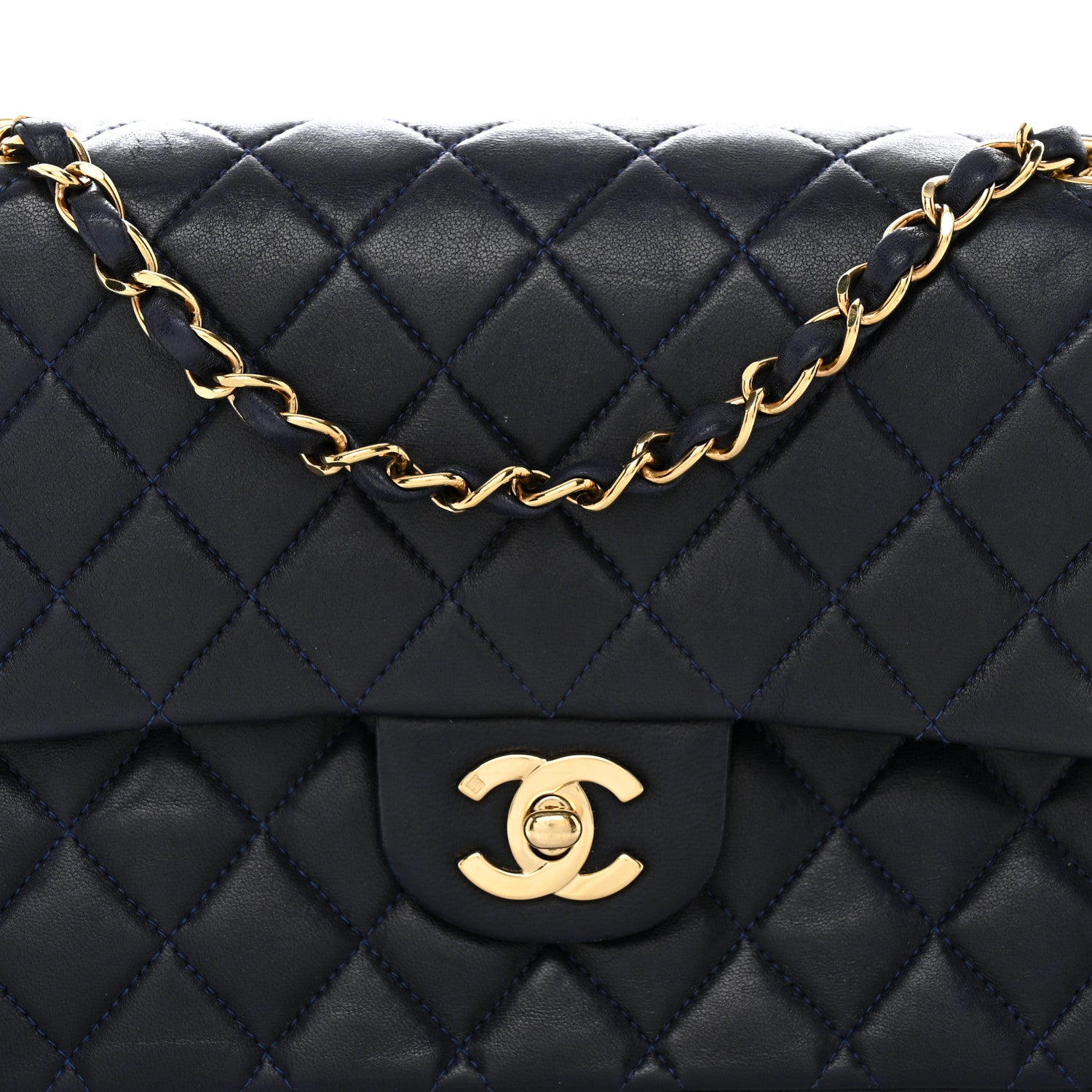 Chanel Lambskin Quilted Medium Double Flap Navy 8 of 11