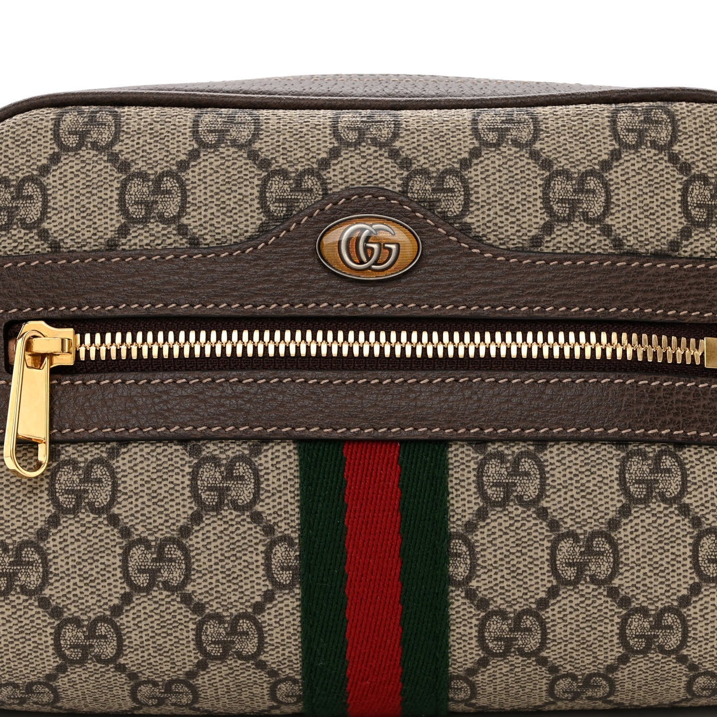 GG Supreme Monogram Web Small Ophidia Belt Bag 75 30 Dark Brown