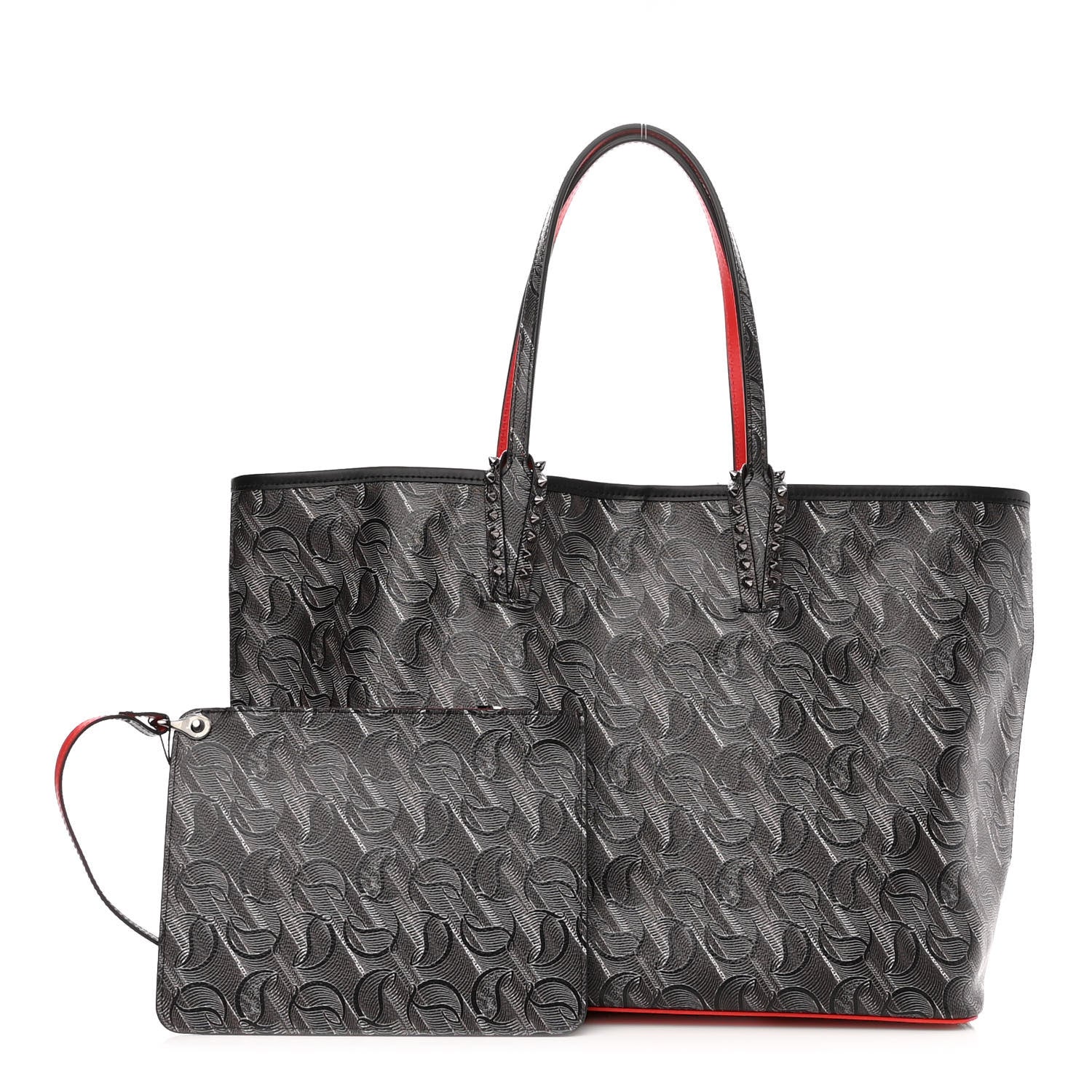 Christian Louboutin Toile Monogram Calfskin Printed Spikes East West Cabata Tote Black 1 of 11