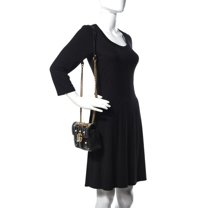 Gucci Calfskin Matelasse Studded Mini Pearly GG Marmont Shoulder Bag Black 2 of 11