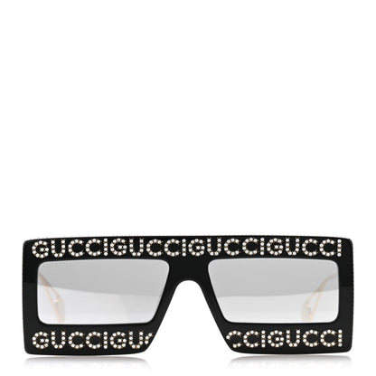 Gucci Acetate Crystal Mask-Frame Sunglasses GG0431S Black 2 of 8