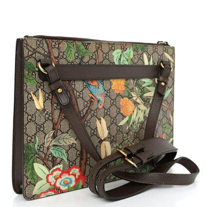 Gucci GG Supreme Monogram Tian Web Large Flat Messenger Beige Multicolor New Acero 3 of 10