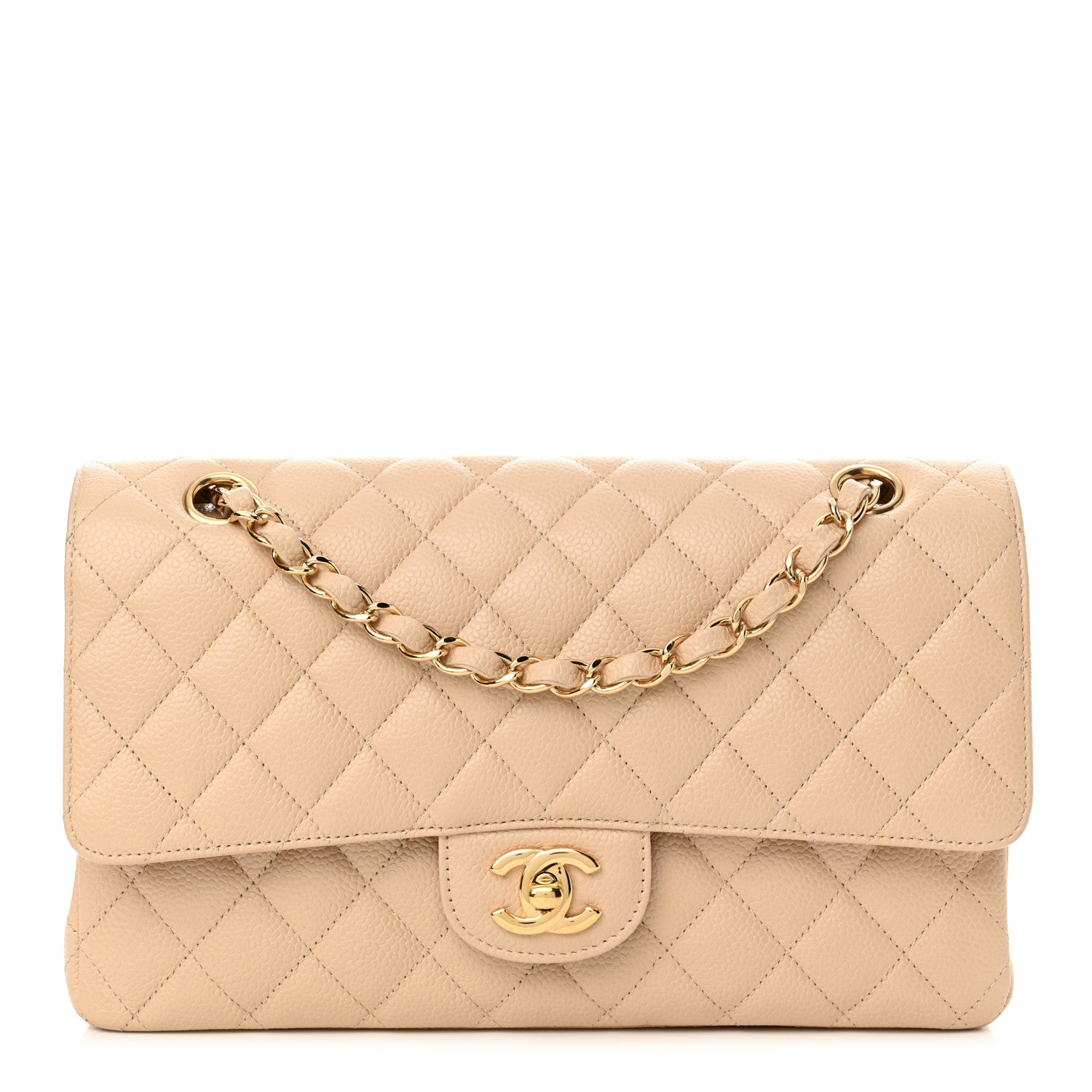 Chanel Caviar Quilted Medium Double Flap Beige 1 of 12