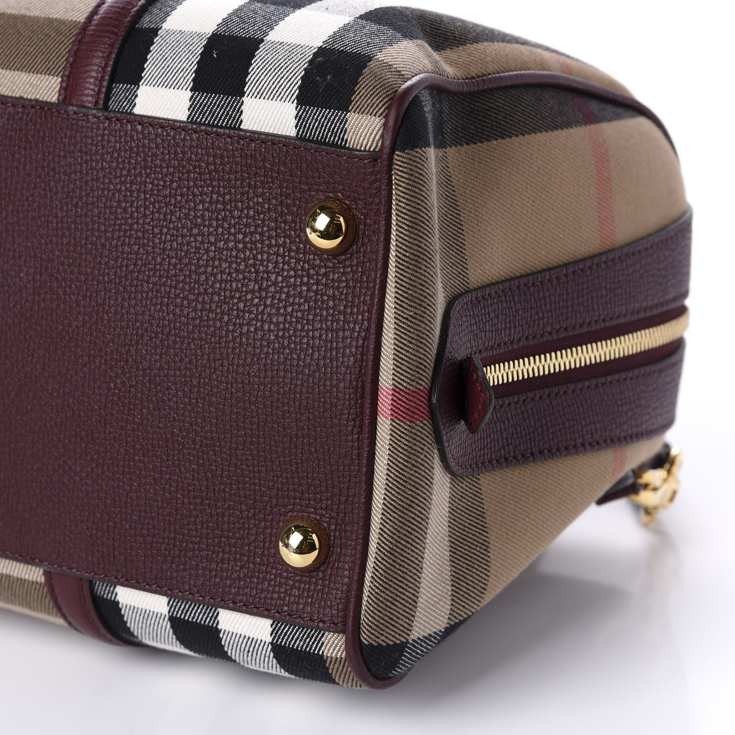 Burberry House Check Derby Calfskin Medium Alchester Bowling Bag Mahogany Red 7 of 9