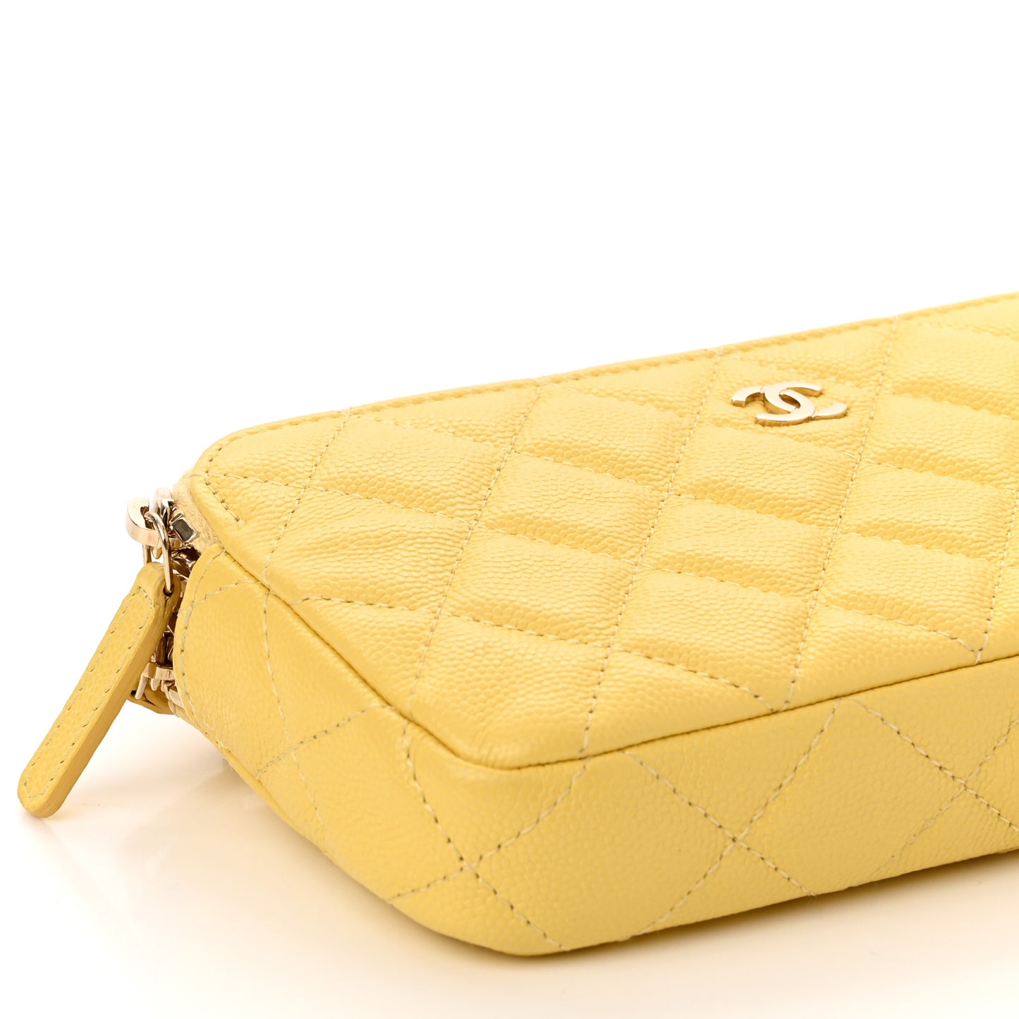 Caviar Quilted Small Clutch With Chain Yellow