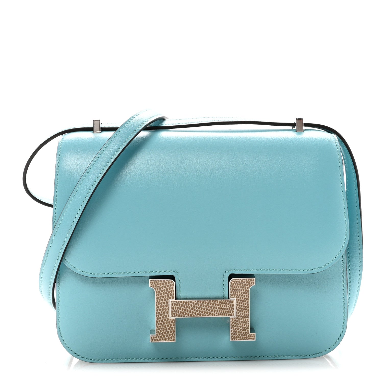 Hermes Tadelakt Lizard Constance 18 Bleu Atoll Ficelle 1 of 10