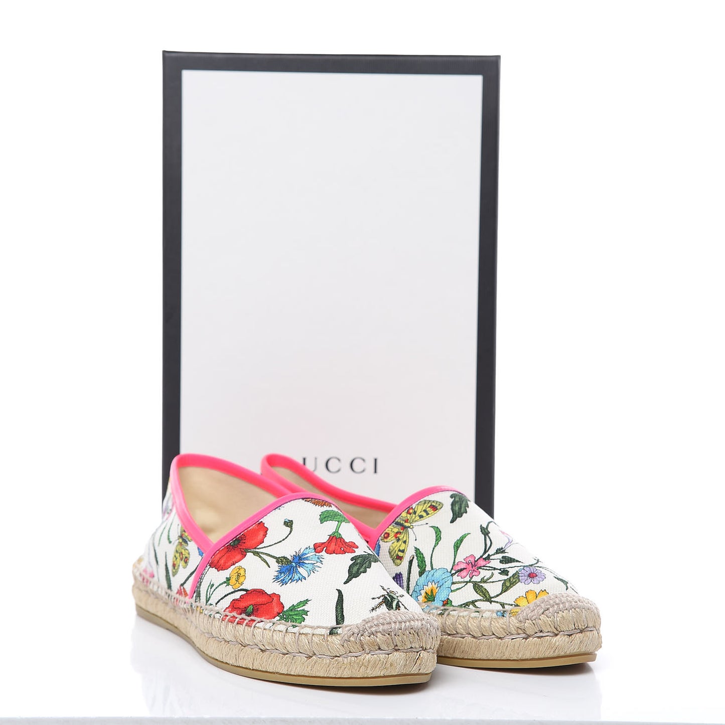 Canvas Flora Print Espadrilles 39 White Multicolor Fuxia