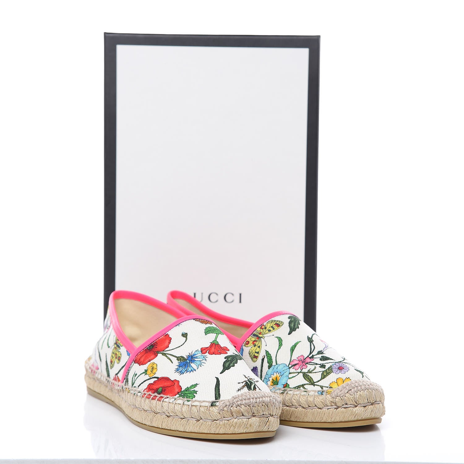 Gucci Canvas Flora Print Espadrilles 39 White Multicolor Fuxia 8 of 8